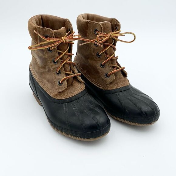 Sorel Cheyanne brown leather waterproof insulated duck boots Womans size 7 - Picture 1 of 11